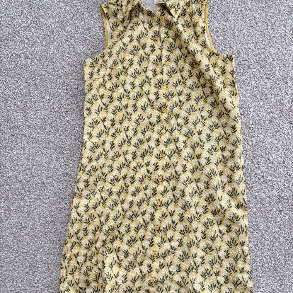 Garnet Hill Yellow Leaf Pattern Linen Top